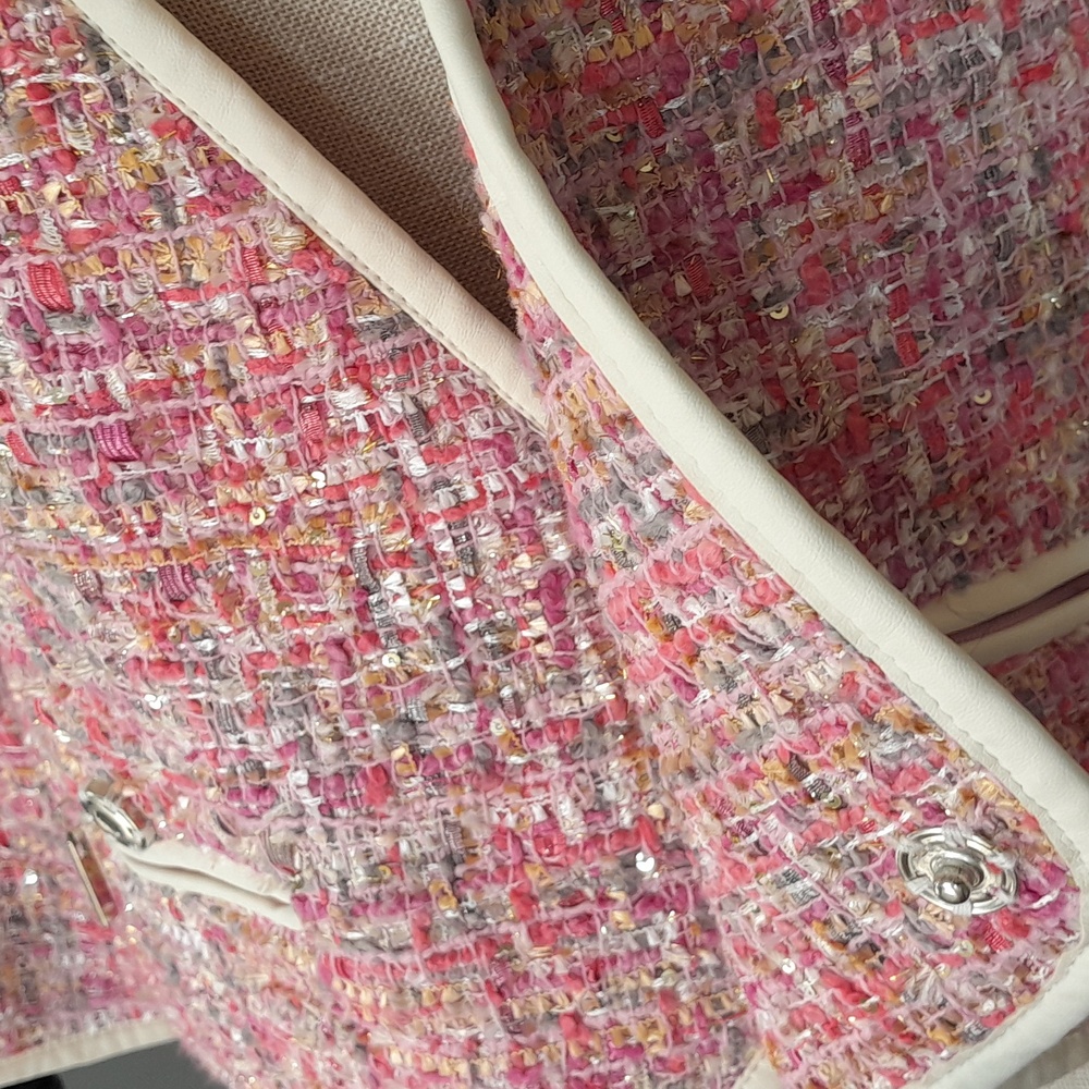 Chic Pink Tweed Women's Blazer - Picture 8 of 10